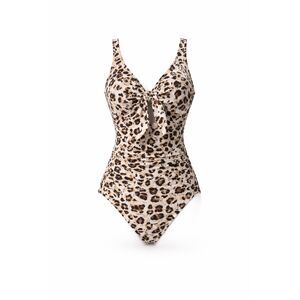 Nip Tuck Swim Leopard One Piece US 4 D/DD Cup Underwire Tummy Control Keyhole